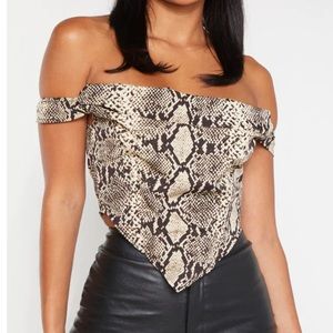 PrettyLittleThing snake print corset top